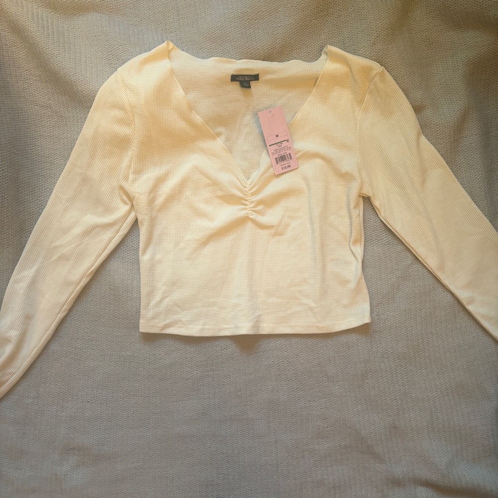 Crème waffle textured long sleeve